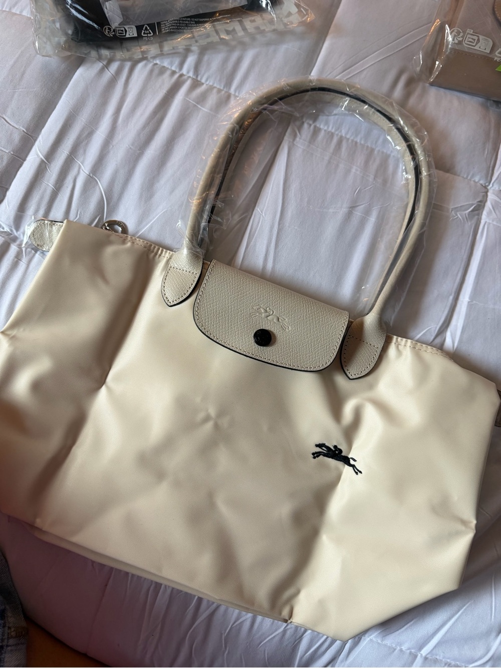Longchamp Cream Tote Bag with Top Handles - Picture 4 of 7